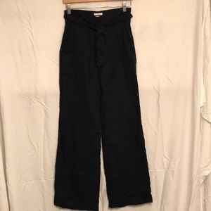 Linen High Waisted Navy Pants